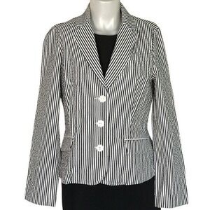 SANDRO BLUE & WHITE STRIPED BLAZER Size Medium